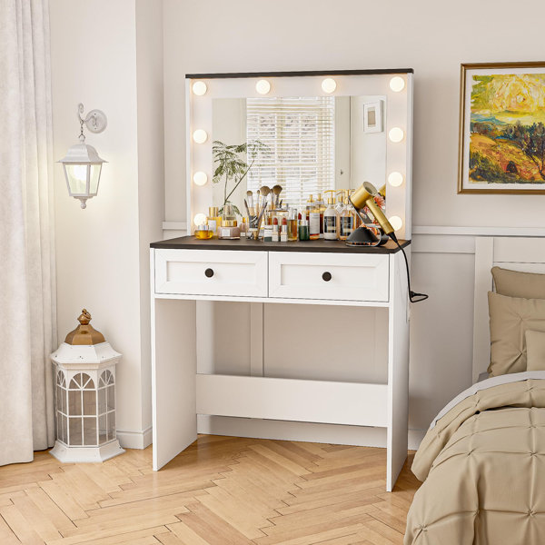 ClassicLiving Thekla Dressing Table with Lights, 2 Drawers, Large